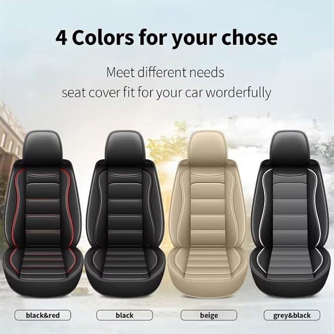 Car Seat Covers 2 Front Seat Fit for Acura TL 2004-2014: Auto Interior Accessories, Waterproof Faux Leather Vehical Car Seat Cushion Covers(Black&Redline)