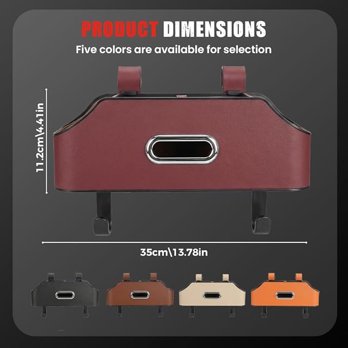 3-in-1 Car Backseat Organizer, 2026 Multifunctional Car Back Seat Storage Organize Box with Cup Holder Tissue Box, for Hold Phones, Snacks, Drinks, Handbags (Orange)