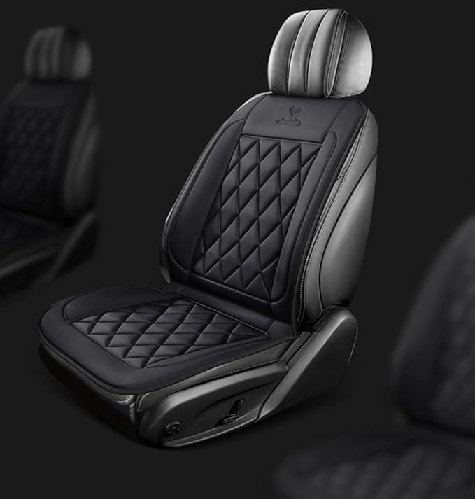 Buybai 2 Pack Car Seat Covers Set Universal Car Seat Cover Comfortable Leather Seat Cushion Automatic Seat Protector Fit SUV Truck Van (2PCS Black)