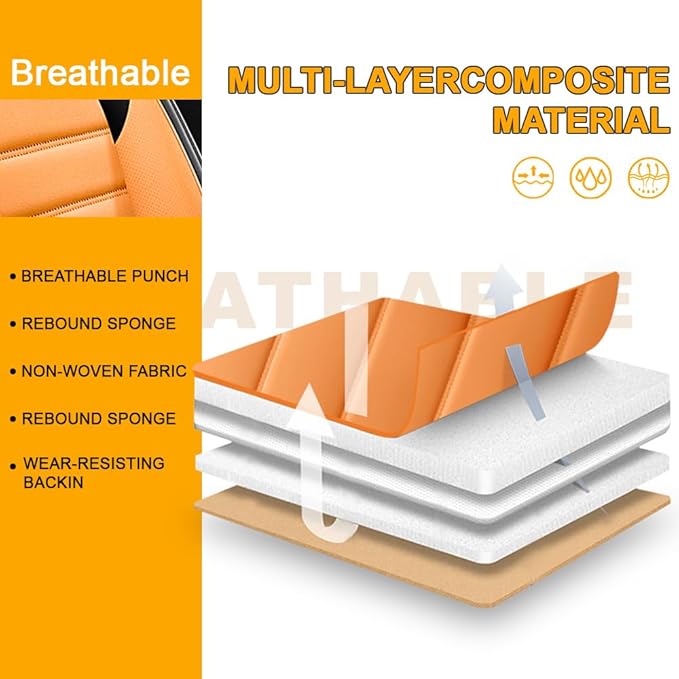 5 Seat Covers Fit for Acura ZDX 2024, Waterproof Premium Leather Automotive Accessories Seat Protectors Seat Cushions Wear-Resistant Car Seat Covers(Black&Orange,Full Set)