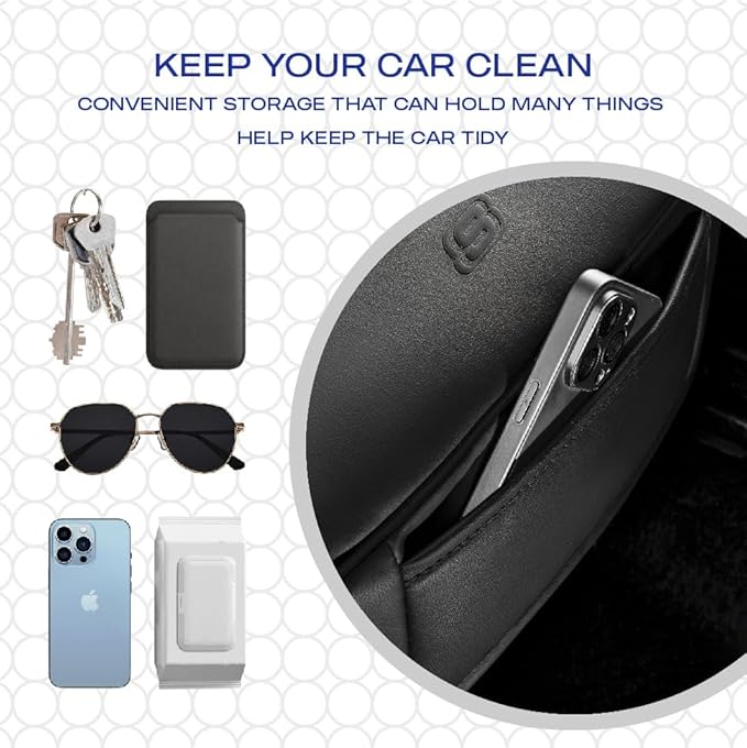 Skechers Car Seat Cover,Memory Foam Faux Leather Front Bottom Seat Cushion Cover,Universal Anti-Slip and Wrap Around The Bottom with Storage Bags,Suitable for Most Cars,Vans,Trucks, SUV -1 Piece,Black