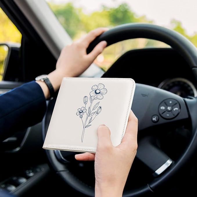 CoBak Car Registration and Insurance Holder - Vehicle Glove Box Car Organizer, Auto Truck Comparment Accessories Case for Essential Document, Driver License, Cards (Orchid)