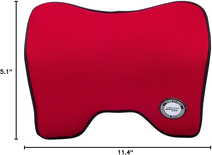 Car Neck Support Pillow for Driving, Car Seat Headrest Pillow with Soft Memory Foam (Red)
