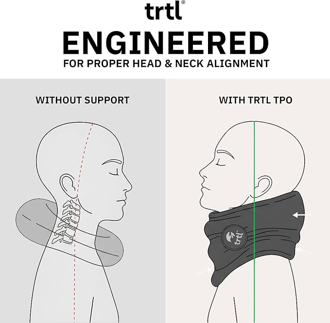 trtl Pillow - Scientifically Proven, Super Soft Neck Support Travel Pillow for Airplanes - Lightweight and Machine Washable - Ergonomic Design for Traveling on Flights, Cars, and Trains - Red