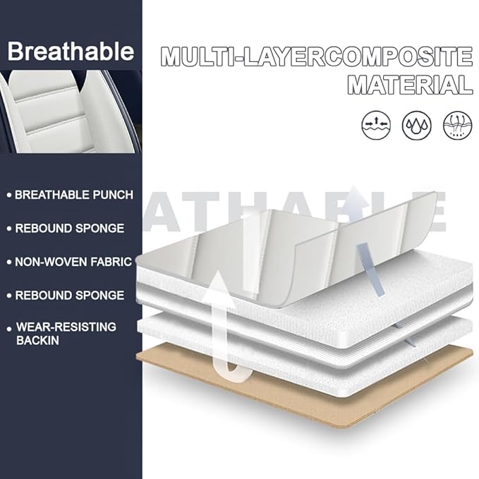 2 Seat Covers Fit for Acura ILX 2013-2022, Waterproof Premium Leather Automotive Accessories Seat Protectors Seat Cushions Wear-Resistant Car Seat Covers(Blue&White,Front Deluxe)