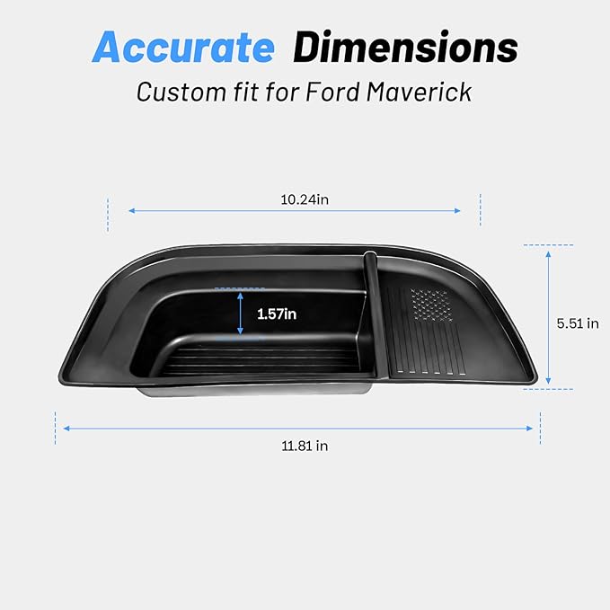 Dashboard Storage Organizer fit for Ford Maverick 2022-2024, Non-Slip Dash Tray Fit Behind Screen, Durable TPE Material, Easy to Clean, Increase Storage Space