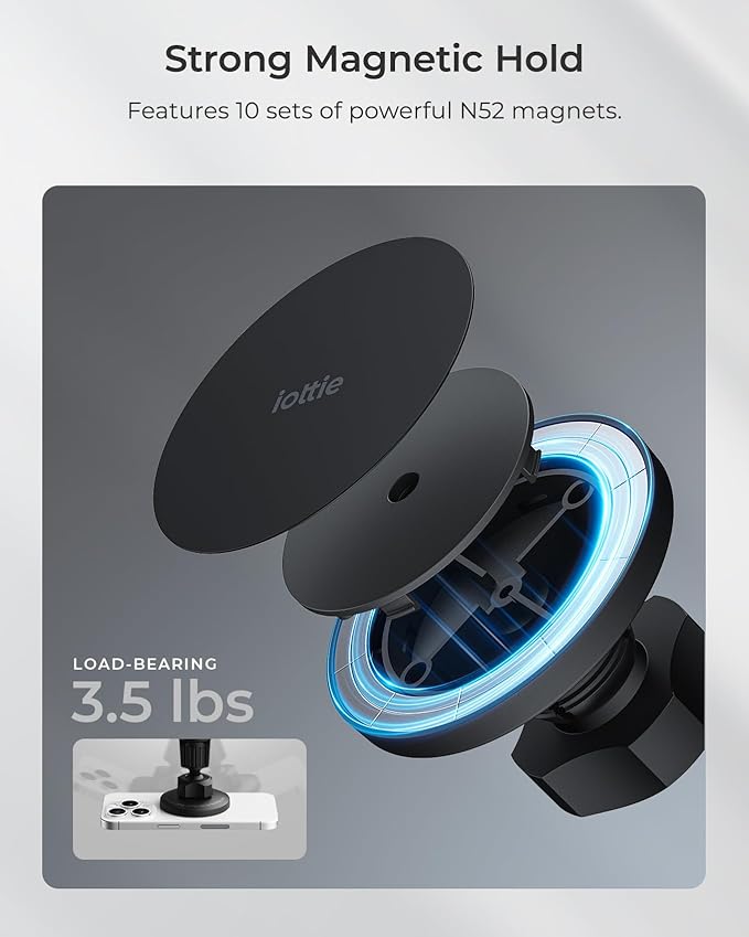 iOttie iTap 3 Magnetic Flush Mount Car Mount Phone Holder with Magnetic Ring Adapter. Compatible with iPhone, Samsung Galaxy, Google Pixel, Huawei, LG, and All Qi Compatible Smartphones