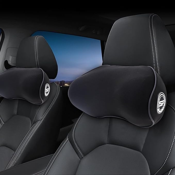 2 Pack - Car Headrest Pillow for Neck Support, 100% Memory Foam Car Neck Pillow with Sleep Mask - Universal Fit Head Rest Travel Pillow Car Pillow for Pain Relief While Driving(Contains 2 Eye Masks)