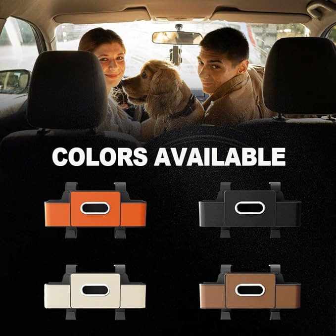 Multifunctional Car Seat Back Storage Box, 2026 New 3-in-1 Back Seat Car Organizer with Cup Holder Tissue Box Headrest Hook, Car Backseat Organizer for Hold Phone, Snacks, Drinks, Handbags (Orange)