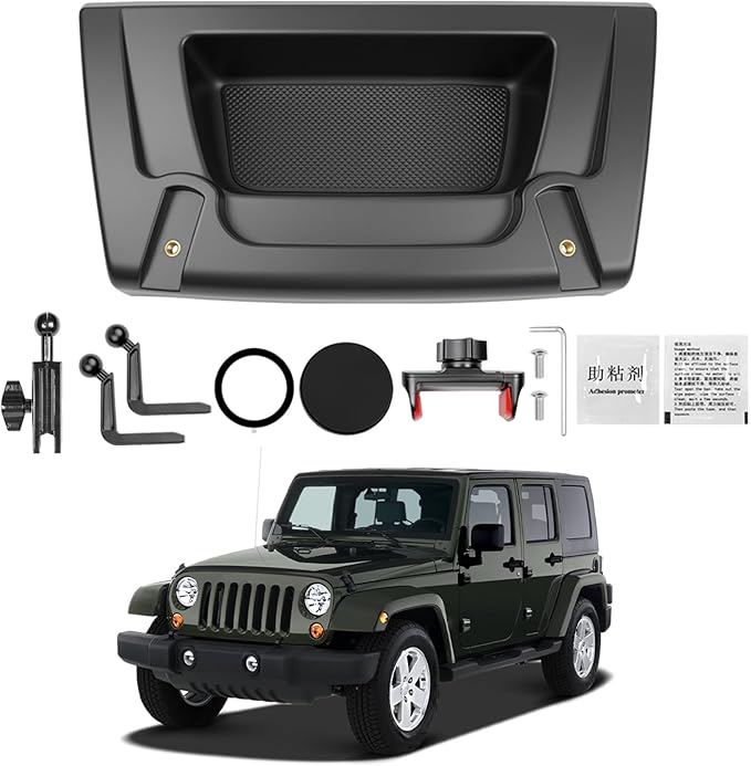 Dashboard Phone Holder Compatible with 2011-2017 Jeep Wrangler JK JKU Center Console Organizer Dashboard Phone Multi-Mount Kit for Wrangler JK Accessories(JK 2011-2017)