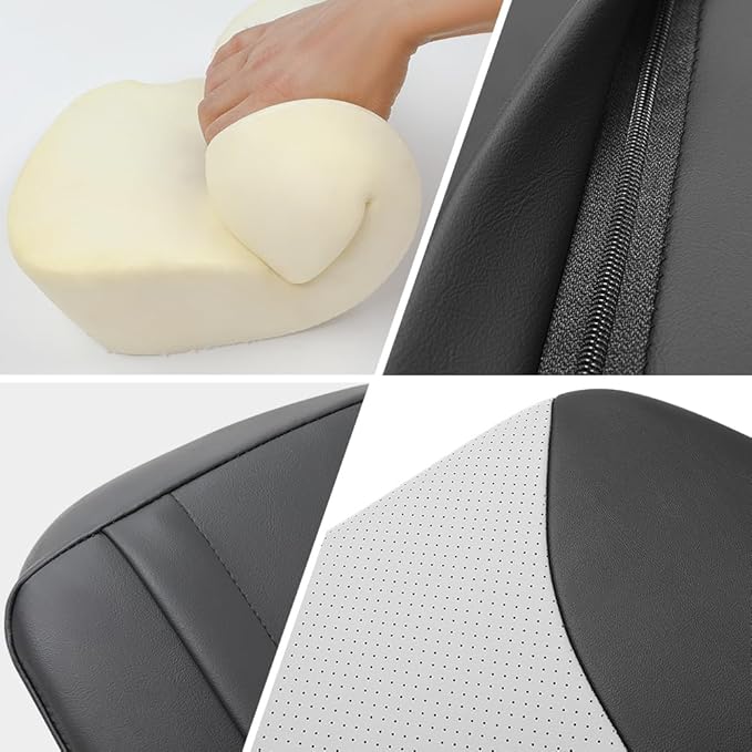 1p Memory Foam Lumbar Support Pillow for car Lower Back Pain Relief - Back Cushion for Driving, Chair Support for Car-Office Chair(Black&Grey)