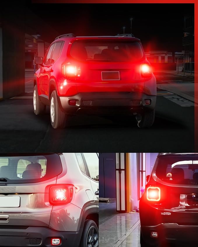 LASFIT L2 1156 LED Bulbs Red Brake Light Bulb Tail Lights, Upgrade 500% Super Bright 1141 7506 BA15S P21W 1073 LED Lamps with Projector Lens Replacement 3rd Brake Rear Turn Signal Stop Lights, 2pcs