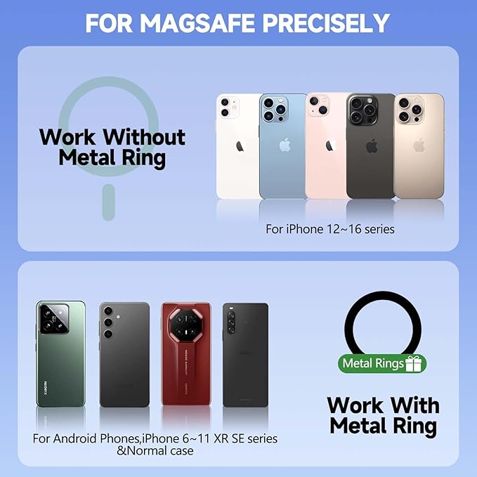 Magnetic Golf Cart Phone Holder Mount - Universal Compatible with MagSafe iPhone 17/16/15/14/13/12, N52 Super Strong Magnet (lron Gray)