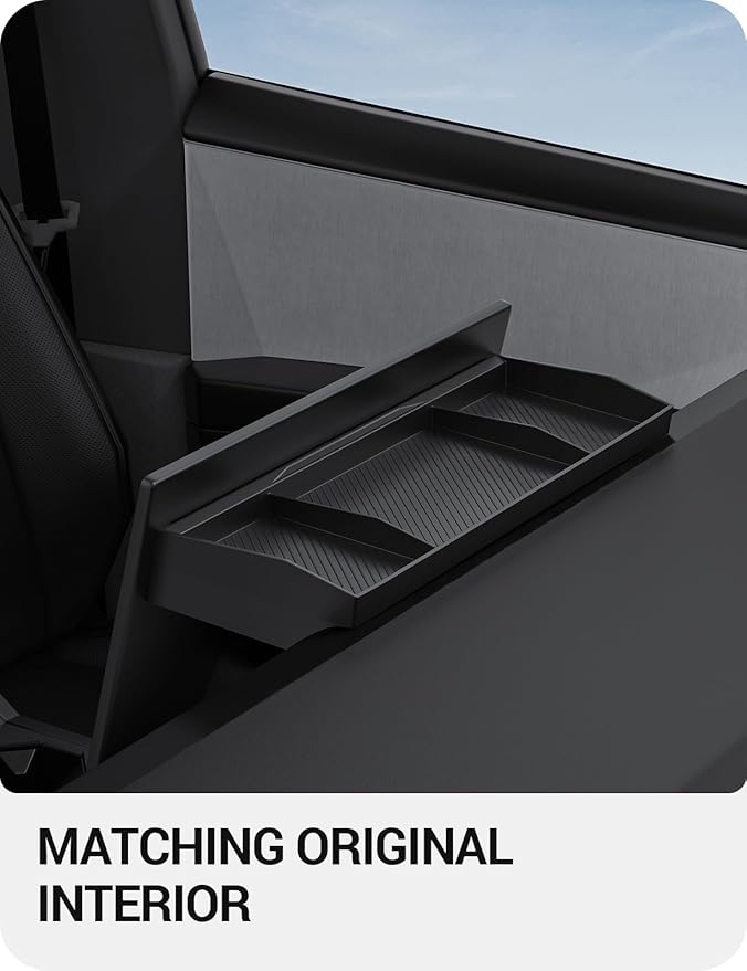 BASENOR Behind Screen Storage for Tesla Cybertruck Accessories 2024-2026, (Proprietary Design) Custom-Fit Center Console Sunglasses Holder & Hidden Dashboard Storage Tray
