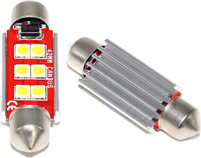 PHINLION 578 LED Bulb White 500 Lumens Super Bright 3030 6-SMD Festoon 41mm 42mm 211-2 212-2 LED Bulbs for Car Interior Map Dome Reading Trunk Courtesy Lights, Non-polarity, Pack of 4