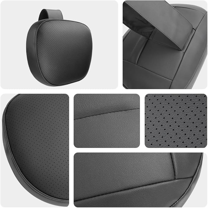 1P Car Neck Pillow 3-Level Adjustable Fits Drivers of All Heights Durable Leather Material Stain-Resistant Easy to Clean Memory Foam Inner Core Ultra Soft Comfortable Wide Straps Anti-Slip Anti-Shift