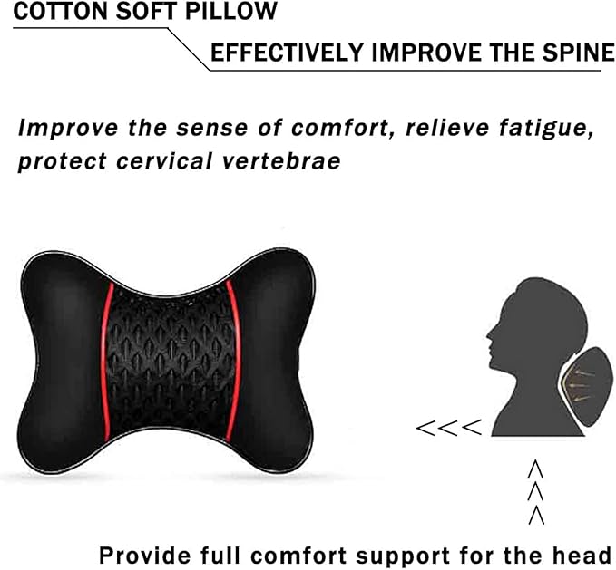 2PCS PU Leather Car Headrest Cushions Neck Rest Cushion Pillow Wearable Soft Car Neck Support Car Seat Neck Pillow