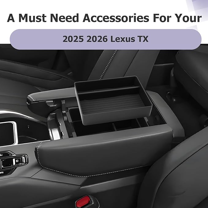 LUWU 2025 2026 Lexus TX Center Console Organizer 2-Pack for 2024 2025 2026 Lexus TX 350/500h/550h+ Accessories Armrest Console Storage Box Glove Organizer Tray ABS Material Black