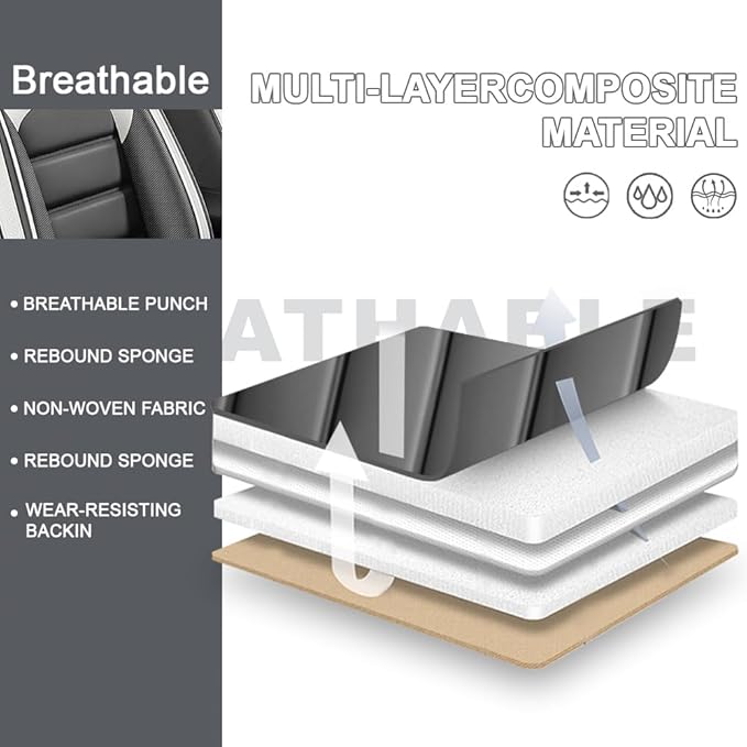 2 Seat Covers Fit for Acura ILX 2013-2022, Waterproof Premium Leather Automotive Accessories Seat Protectors Seat Cushions Wear-Resistant Car Seat Covers(Gray&White,Front Deluxe)