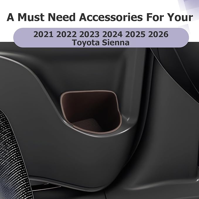 LUWU 2025 2026 Sienna Center Console Cup Holder Compatible with 2021 2022 2023 2024 2025 2026 Toyota Sienna Interior Accessories Rear Seat Door Side Silicone Cup Holder Insert Sienna 2025 Accessories
