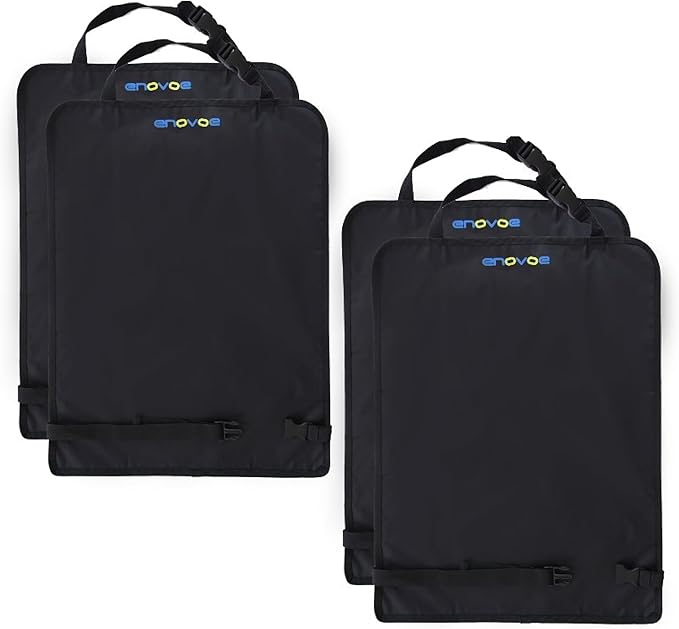 Enovoe Car Seat Protectors for Kids - 4 Pack Premium Quality Car Seat Cover Back Seat Offers Waterproof Protection from Mud and Scratches - 18" x 24" with Adjustable Straps and Games for Kids