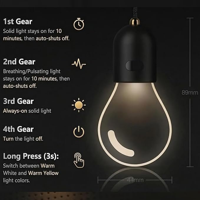 2D Flat Luminous Car Interior Pendant Light, Mini Hanging Interior Rearview Mirror Ambient Light, Bulb Car Decor Interior Wireless, Adjustable LED Ambient Atmosphere Light with Warm Cool Modes