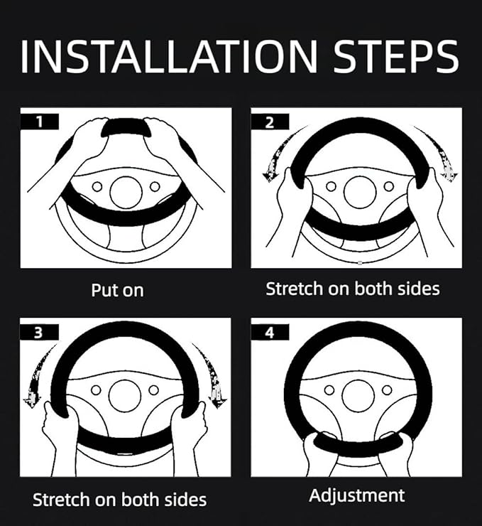 Genuine Leather Steering Wheel Cover, Black Real Cowhide for 14.5-15 Inch Steering Wheels, Universal Fit for Cars and Trucks (BlackRed)