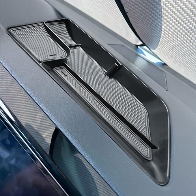 TACOBRO Interior Dashboard Storage Compatible with Volkswagen Taos 2022 2023 2024 Accessories, Taos Dash Mounted Organizer Tissue Holder Tray Box ABS Black