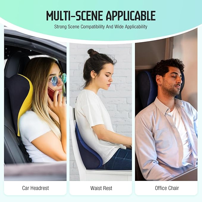 Car Neck Pillow for Driving Seat, Soft Memory Foam Headrest Pillow with Adjustable Strap and Removable Cover, Ergonomic Neck Support for Car, Office Chair, Gaming Chair – Black