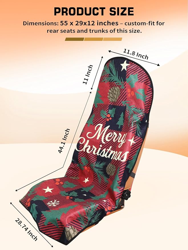 Universal Car Seat Cover Towel, Waterproof Washable Sweat Protection for Front Bucket Seats, Non-Slip Fit, Fits Cars SUVs Trucks, Ideal for Gym, Kids, Pets, Outdoor Sports, Travel (Christmas, 1 Pack)