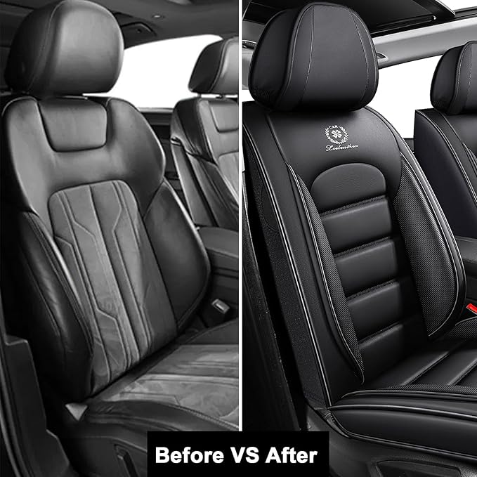 2 Seat Covers for Audi A4 2002-2026 Breathable Car Seat Covers,Anti-Slip Waterproof Car Seat Protectors with Airbag,Automotive Vehicle Cushion with Storage Pockets (Standard,Black)