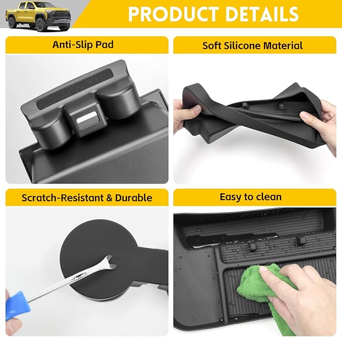 3PCS Center Console Organizer for 2023-2025 Chevy Chevrolet Colorado/GMC Canyon Armrest Tray Dashboard Storage Box and Cupholder Insert for 2023 2024 2025 Colorado/Canyon Accessories