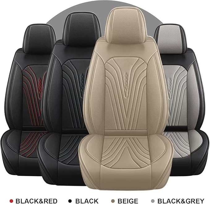 Seat Covers Fit for Hyundai Kona 2018-2025 2026, Waterproof Leather Breathable Car Cushions Anti-Slip for 5 Passengers Seat Covers Protector(5 Seats, Beige)