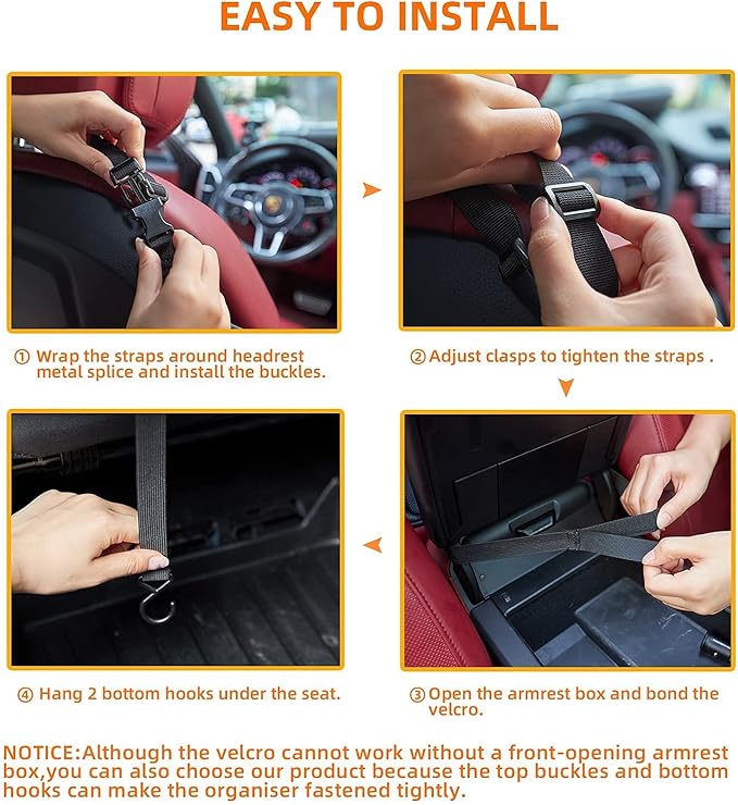 WLLWOO Car Net Pocket Handbag Holder Between Seats Back Storage Organizer Purse Holder for Console Front Seat Storage Barrier