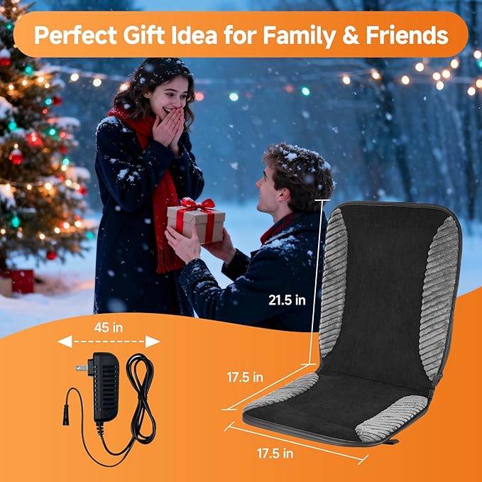Heated Seat Cushion for Office Chair, Back and Seat Warmer Pad, Heated Chair Pad with 110V Adapter