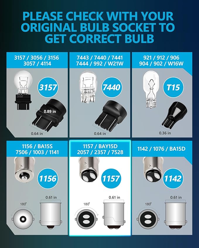Yorkim Bright 1157 LED Bulbs Red, 1157 Brake Light Bulb, 9-30V 1157 2057 2357 7528 BAY15D LED Bulb with Projector Replacement for Back Up Reverse Lights or Tail Lights - Red