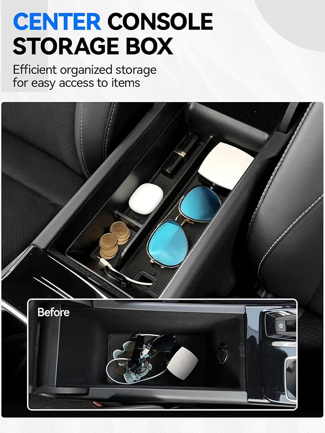 ELECFRESH 4PCS Center Console Organizer Tray for 2025 2026 Toyota Camry Accessories, Armrest Storage Box, Cup Holder, Wireless Charging Mat for Toyota Camry