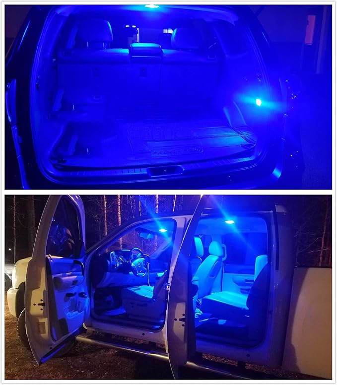 Serundo Auto 578 Led Festoon Bulb 211-2 Led Car Bulb 41mm 42mm 1.65in 212-2 Bulb for Car Map Light Dome Light, 22SMD 3014 Chips Interior Led Festoon Bulb,Pack of 6pcs Blue Color