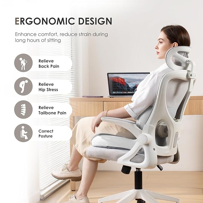 FLORICH Memory Foam Truck Seat Cushion,Car Seat Cushion and Lumbar Support Pillow for Office Chair Ergonomic Back Support & Sciatica Relief for Long Drives(Light Grey)