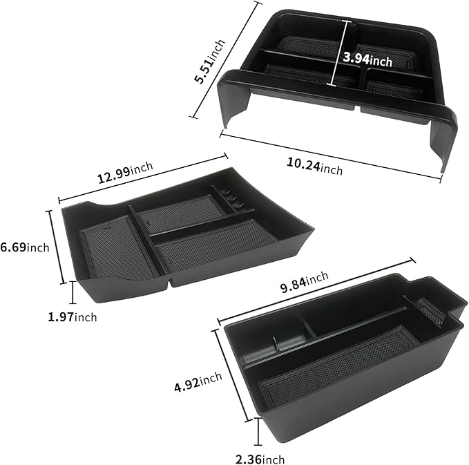 3PCS Center Console Organizer Compatible with 2021-2025 2026 Nissan Rogue S/SV/Rock Creek Accessories, Dashboard Tray Armrest Storage Box Lower Center Console Tray (Only Fit 8-Inch Screen)