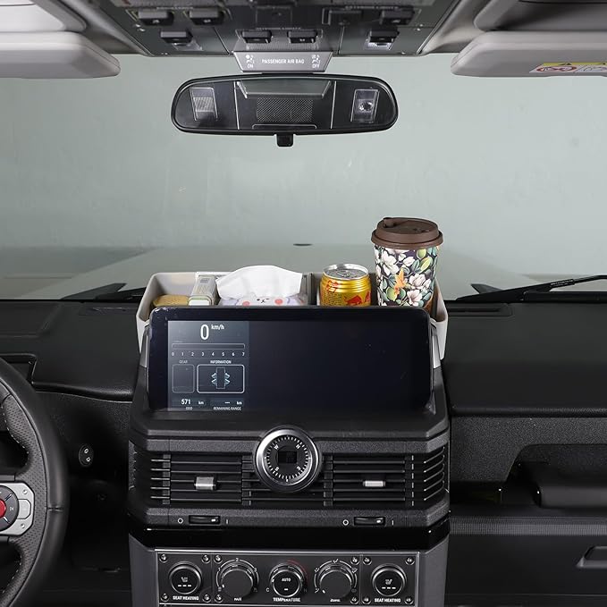 Center Console Dash Organizer for INEOS Grenadier 2020-2025 Accessories, Dashboard Organizer Tray, Navigation Screen Rear Stroage Tray, Dash Panel Insert Behind Screen Silicone Stroage Pallet (Grey)