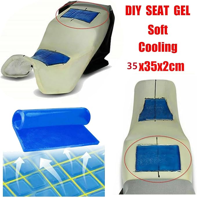 Motorcycle Seat Gel Pad Motorcycle Seat Cushion Shock Absorption Mats Soft Cooling Car Driver Passenger Long Driving Seat Pad Comfort Office Chair Home Seat Cushion (35 x 35 x 2cm)