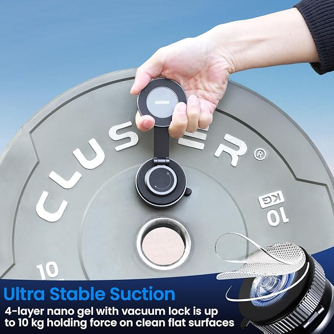 Magnetic Car Phone Holder for Magsafe, Alloy 360° Folding Cell Car Phone Mount with Ultra Stable Suction Cup and Reusable Gel, Dashboard Windshield Stand for iPhone 17-12 Android Pixel Samsung