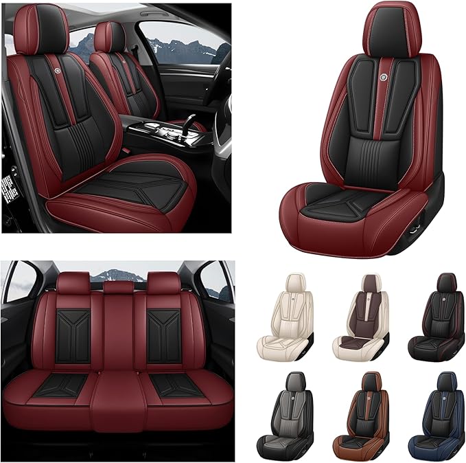 Car Seat Cover for Lexus RX 350 2007-2026,Leather Seat Cover for Car,Breathable Vehicle Cushions Cover Waterproof Protectors Seat Protector, (Full Set,Black&Red)