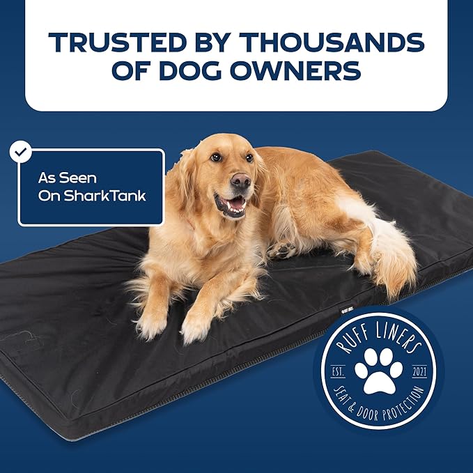 Ruff Liners Dog Bed for Car Back Seat, Medium Black – As Seen on Shark Tank – Fits Medium Seat Extender – Non-Slip Base, Waterproof Cover, Machine-Washable – Dog Mat for Car with Rebound Foam Comfort