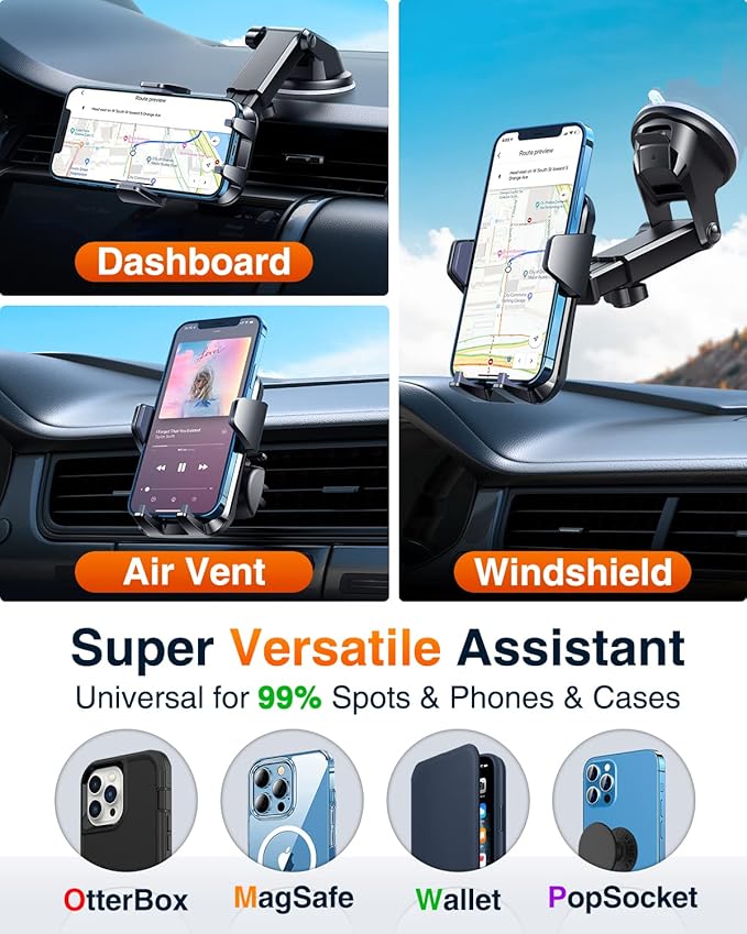 VANMASSใ85+LBS Strongest Suction & Military-Grade 2026 Ultimate Car Phone MountใPatent & Safety Certsใ Cell Phone Holder Truck for Dashboard Windshield Vent for iPhone 17 Pro Max 16 15 for Samsung