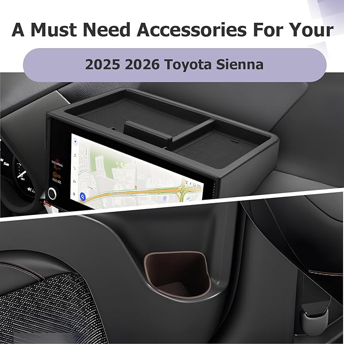 LUWU 2025 2026 Sienna Accessories for 2025 2026 Toyota Sienna Accessories Dashboard Storage Tray, Rear Seat Door Side Silicone Cup Holder Insert 3-Pack (ONLY for 12.3-INCH Screen)
