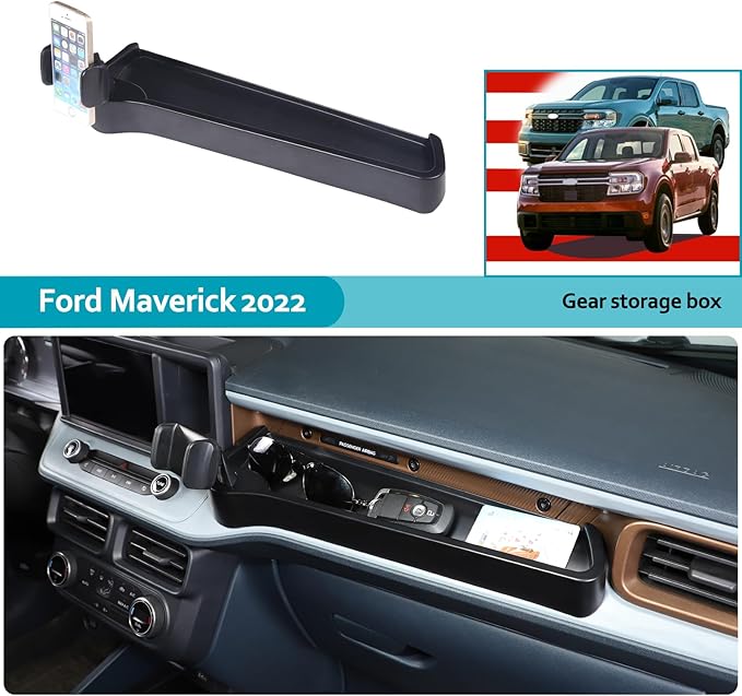 CHEAYAR Dashboard Storage Box Fit for Ford Maverick 2022, ABS Dash Panel Tray Organizer, Dash Tray Phone Holder Mount with Storage Box, Dash Center Console Table Storage Tray (Co-Pilot-Type A)