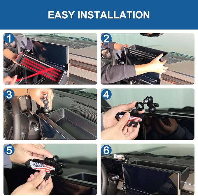 Center Console Dashboard Storage Box Phone Holder Mount for Hummer EV Accessories 360 Degree Rotatable Phone Holder Stand Dash Tray Organizer for Hummer EV SUV Pickup 2022-2026 (American Flag/E)