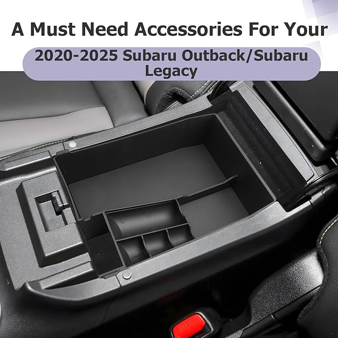 LUWU Outback 2020-2025/Legacy 2020-2025 Accessories Compatible with Subaru Outback/Legacy Center Console Organizer Armrest Console Storage Box Insert Tray ABS Material Black Coin Container (Upper)